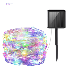 33 FT 100 LED Outdoor Solar String Lights, Waterproof Solar Fairy Lights for for Garden Patio Yard Decorative (Multicolor)