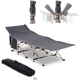 Outsunny Folding Camping Cot for Adults with Carry Bag, Side Pocket, Outdoor Portable Sleeping Bed for Travel, Camp, Vacation, 330 lbs. Capacity, Gray