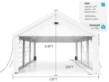 Sannwsg Party Tent - 20x20FT Heavy Duty Canopy Tent with Removable Sidewalls,2 Box Outdoor Waterproof Patio Camping Gazebo Shelter