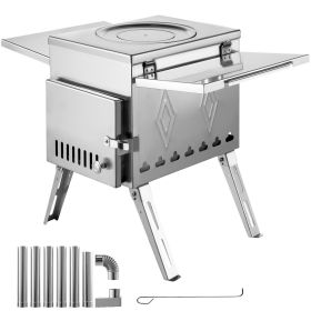 VEVOR Tent Wood Stove 17.5x14.7x10.6 inch, Camping Wood Stove 304 Stainless Steel With Folding Pipe