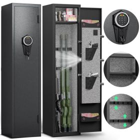 5-6 Gun Safe Home Rifle and Pistol Safe, Quick Access Long Gun Safe Shotgun Rifle Cabinet