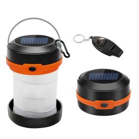 Wanjo Collapsible LED Solar Camping Lights with Free Multifunctional Whistle, Rechargeable Camping Latern