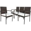 Trendy And Pratical Outdoor Patio Rattan Dining Chairs Cushioned Sofa 4 Pcs Set