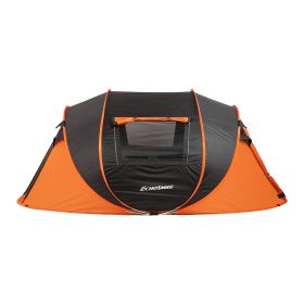 5-8 Person Black + Orange Pop-Up Camping Boat Tent (Color: as Pic)