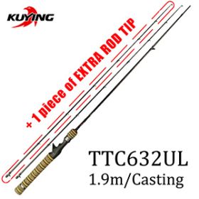 KUYING TETON 1.56m 1.8m 1.86m 1.9m 1.92m 1.98m Super Ultra Soft Light Baitcasting Casting Spinning Lure Fishing Rod Pole Combo (Color: TTC632UL COMBO)