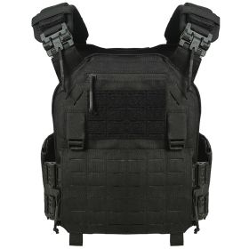 Qucik Release Full Protect Upgrated Laser Cutting plate carrier 1000D Nylong tactical vest (Color: Black)