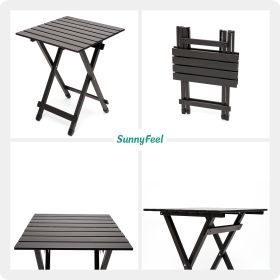 SUNNYFEEL Folding Camping Table - Lightweight Aluminum Portable Picnic Table, 18.5x18.5x24.5 Inch for Cooking, Beach, Hiking, Travel, Fishing, BBQ (Color: brown)