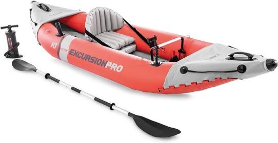 INTEX Excursion Pro Inflatable Kayak Series: Includes Deluxe 86in Kayak Paddles and High-Output Pump â€“ SuperTough PVC (Color: 1-Person)