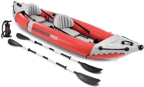 INTEX Excursion Pro Inflatable Kayak Series: Includes Deluxe 86in Kayak Paddles and High-Output Pump â€“ SuperTough PVC (Color: 2-person)