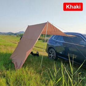 Outdoor Camping Car Awning Shade Sail Car Tail/Side Tent Canopy Sunscreen 210D Oxford Cloth PU2000 Waterproof Sunshade (Color: Khaki, size: 300X150CM)