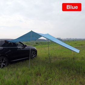 Outdoor Camping Car Awning Shade Sail Car Tail/Side Tent Canopy Sunscreen 210D Oxford Cloth PU2000 Waterproof Sunshade (Color: Blue, size: 300X150CM)