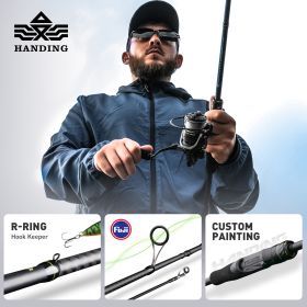 HANDING M1 Bass Fishing Rods Fuji O+A Guide Rings 24Ton Carbon Fiber Blanks Spinning Fishing Rod All-day Comfort Casting Rods (length: Spin1.68m-MF-UL)