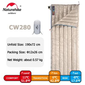 Naturehike Goose Down Sleeping Bag Naturehike Camping Ultralight Sleeping Bag Winter Waterproof Sleeping Bags (Color: CW280 Khaki Goose)