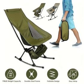 Portable Camping Rocking Chair 198LBS Weight Capacity Included Carry Bag High Back Rocker Chair For Patio Fishing Beach Lawn Travel Ban on Amazon sale (Color: Green)