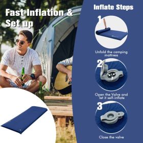 Self-inflating Lightweight Folding Foam Sleeping Cot with Storage bag (Color: Blue)