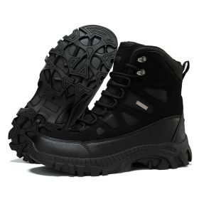 Men's winter new large size outdoor field training field training boots Hiking shoes Hiking shoes men's ankle boots (Color: Black, size: 42)